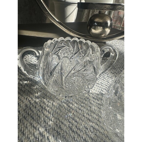 American brilliant cut sugar and creamer leaded crystal - Picture 4 of 4